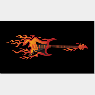 Electric Guitar Fire Illustration Posters and Art